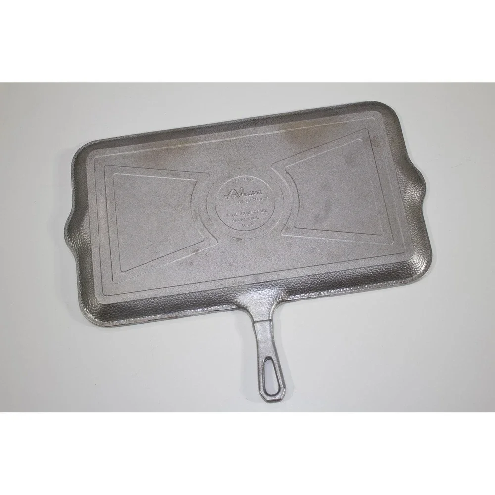 Aluma Super Cooker Griddle Pan Rome Industries Peoria Ill USA Silver Vintage